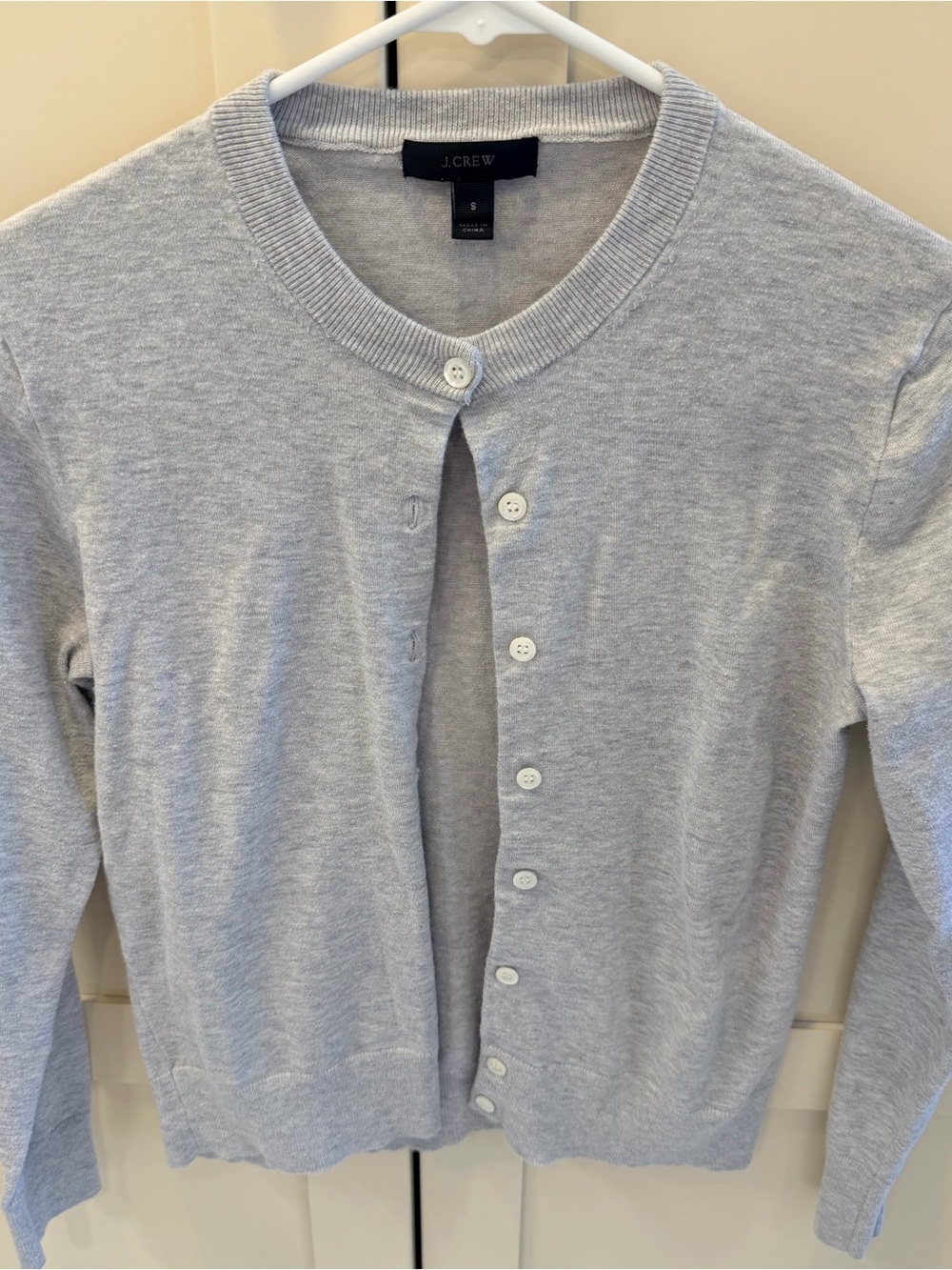 J. Crew Light Heather Gray Crewneck Button-Up Cardigan